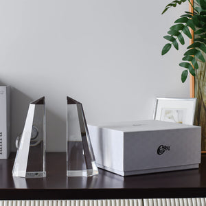 Crystal Bookends Half-Obelisk Design – Set of 2