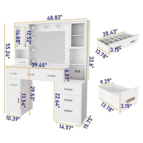 Makeup Vanity Desk with Mirror & Lights