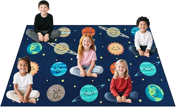Smiley Face Classroom Rug – Educational Kids Area Rug