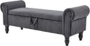 Upholstered Storage Bench with Rolled Arms & Nailhead Trim