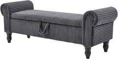 Upholstered Storage Bench with Rolled Arms & Nailhead Trim