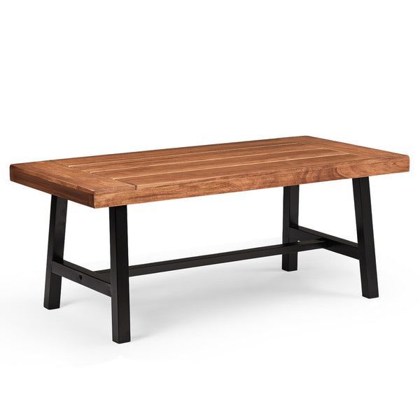 Outdoor Wooden Coffee Table with Metal Frame