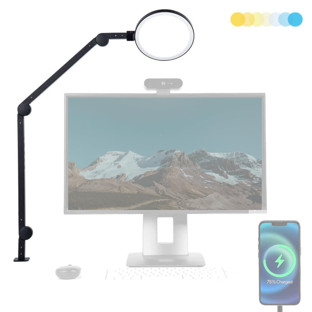 LED Desk Lamp with USB Charging & Swing Arm