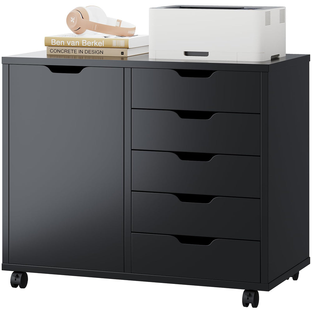 5-Drawer File Cabinet with Wheels & Printer Stand