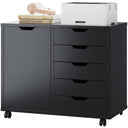 5-Drawer File Cabinet with Wheels & Printer Stand