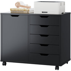 5-Drawer File Cabinet with Wheels & Printer Stand