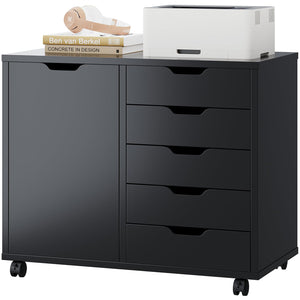 5-Drawer File Cabinet with Wheels & Printer Stand