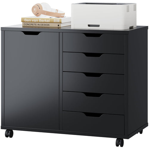 5-Drawer File Cabinet with Wheels & Printer Stand