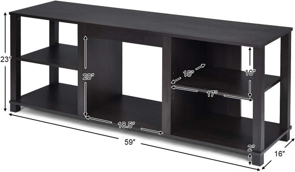 TV Stand with Adjustable Shelves and Fireplace Opening – Fits Up to 65" TVs