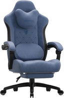Ergonomic Fabric Gaming Chair with Heated Massage & Footrest