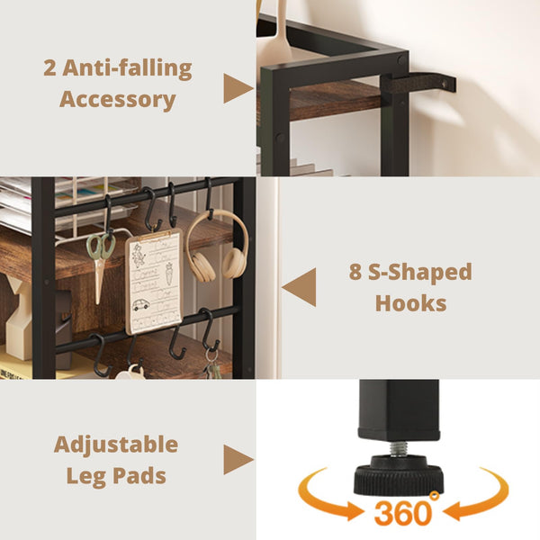 2-Drawer File Cabinet with Lock, Power Strip & Open Shelves