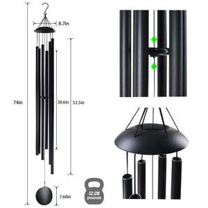 74 Inch Extra Large Outdoor Wind Chimes – Deep Tone Aluminum