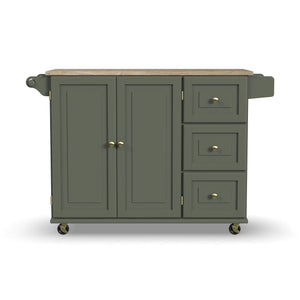 Rolling Kitchen Island Cart with Drop-Leaf Breakfast Bar