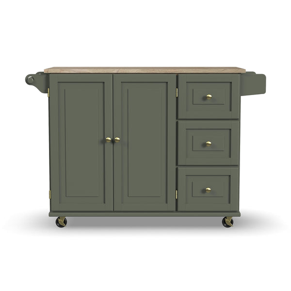 Rolling Kitchen Island Cart with Drop-Leaf Breakfast Bar