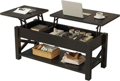 Lift Top Coffee Table with Hidden Storage & Open Shelf