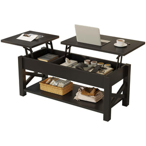 Lift Top Coffee Table with Hidden Storage & Open Shelf
