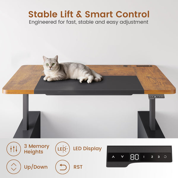 63" Adjustable Standing Desk with Storage & Power Outlets