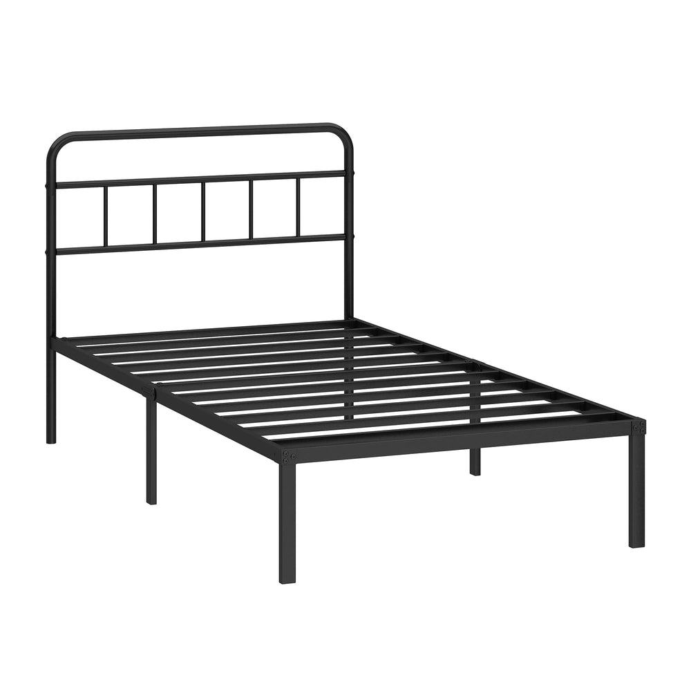 Metal Platform Bed Frame with Headboard & Under-Bed Storage
