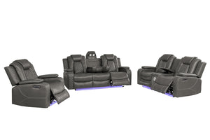 3-Piece Power Recliner Sofa Set with LED & Wireless Charging