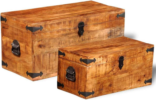 Mango Wood Storage Chest Set of 2