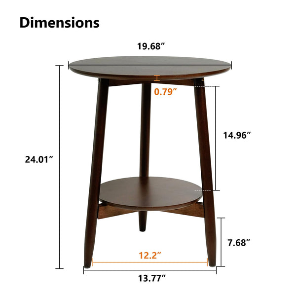Two-Tier Solid Wood Side Table