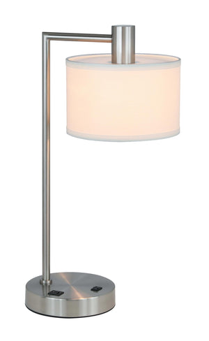 Bedside Table Lamp with USB Charging Port and Fabric Shade