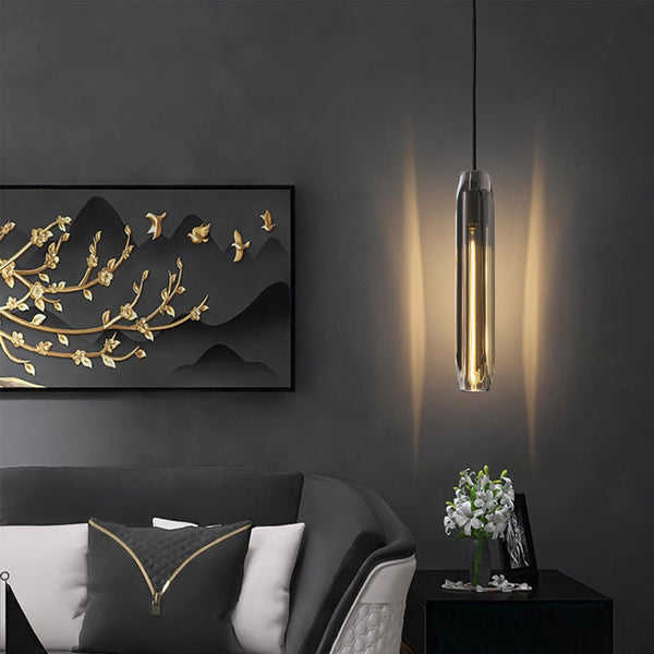 Smoke Gray Crystal Pendant Light for Kitchen Island