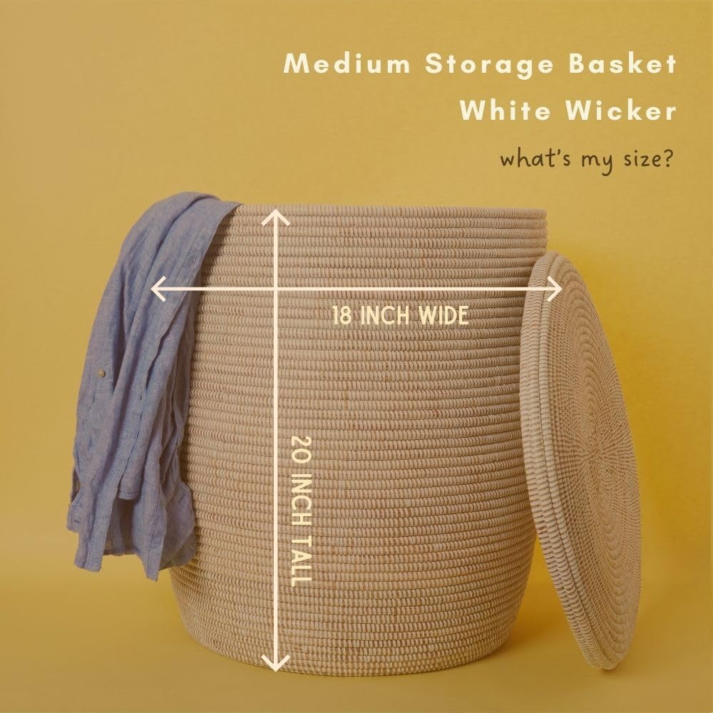 Hand-Woven Storage Basket with Removable Lid