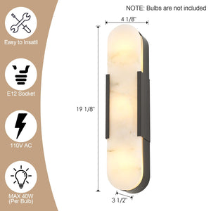 Marble Wall Sconce Light Fixture – 3-Light Candelabra Style