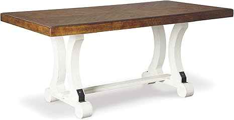 Counter Height Farmhouse Dining Table – Two-Tone Brown & White