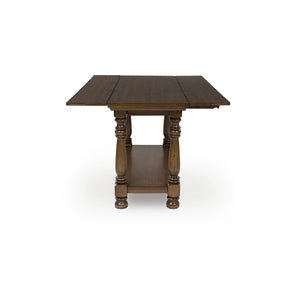Dark Brown Flip Top Sofa Table with Shelf & Turned Legs
