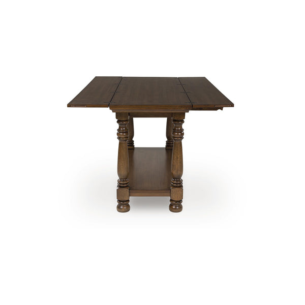 Dark Brown Flip Top Sofa Table with Shelf & Turned Legs