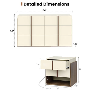 3-Piece Bedroom Set – 6-Drawer Dresser & 2 Charging Nightstands