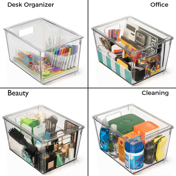 Clear Plastic Storage Bins with Lids – 8-Pack Large Organizer Bins