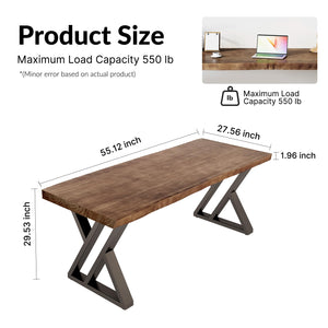 Z-Shape Solid Wood & Metal Computer Desk