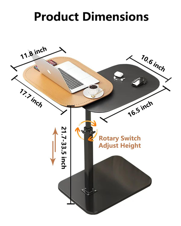 C-Shaped Adjustable Height End Table with 360° Swivel – Orange