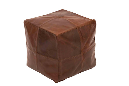 Square Leather Moroccan Pouf – Unstuffed Ottoman Footstool