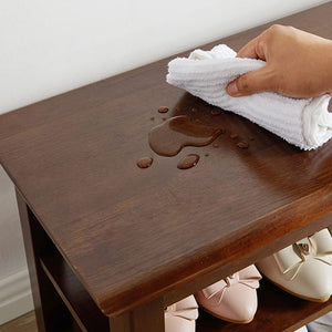 Solid Wood Shoe Storage Bench with 2-Tier Shelf