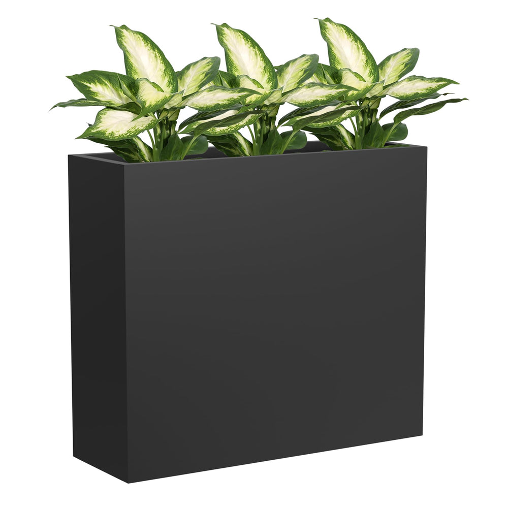 Tall Metal Rectangular Planter Box with Drainage Holes & Removable Shelf
