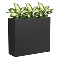 Tall Metal Rectangular Planter Box with Drainage Holes & Removable Shelf