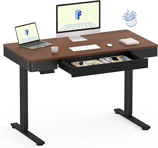 Electric Height-Adjustable Standing Desk with Drawer