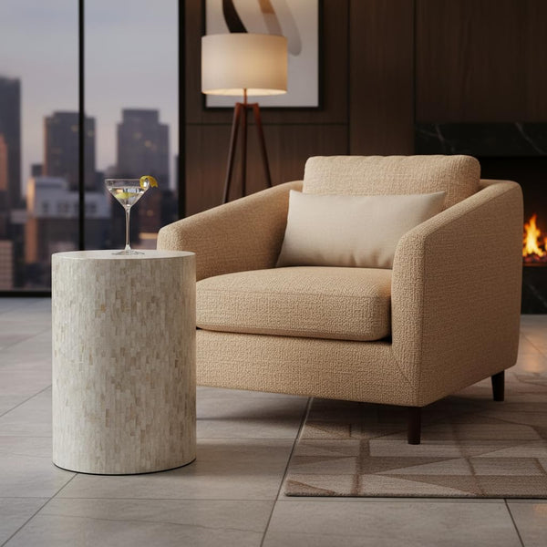 Mother of Pearl Cylinder Drum End Table