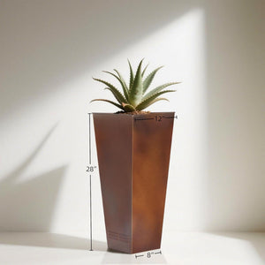 28" Tall Metal Planters Set of 2 – Tapered Steel Flower Pots with Drainage & Air Vents