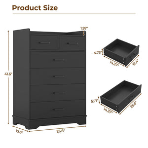6-Drawer Vertical Dresser – Engineered Wood Storage Chest