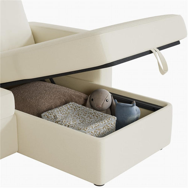 L-Shaped Sectional Sleeper Sofa with Pull-Out Bed, Chaise Storage & USB Charging