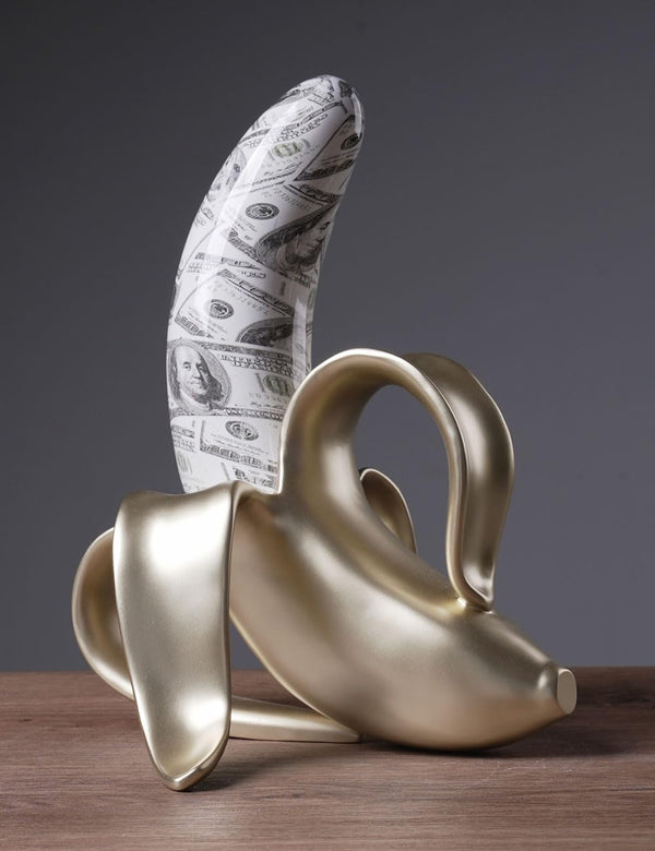 Abstract Banana Sculpture Figurine – Polyresin Table Decor Statue