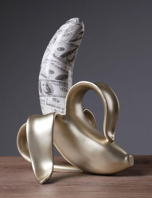 Abstract Banana Sculpture Figurine – Polyresin Table Decor Statue