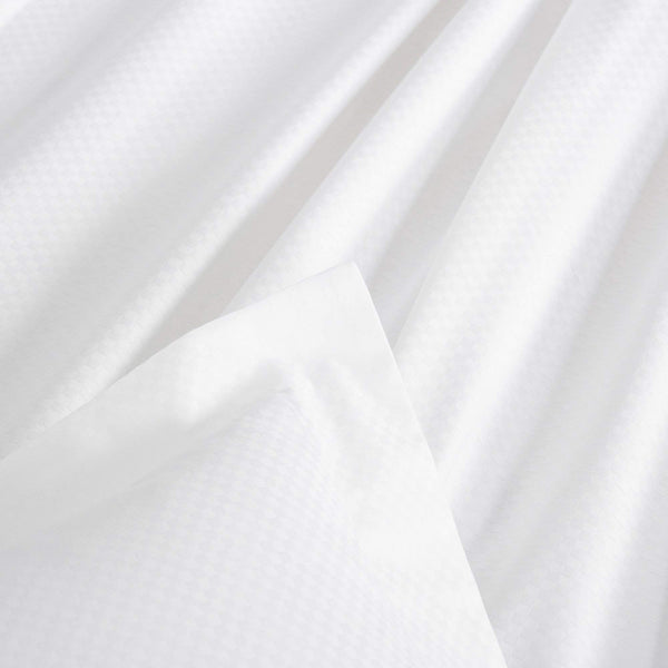 Checkered Sateen Pillow Sham Set of 2 – Standard Size, 100% Cotton, White