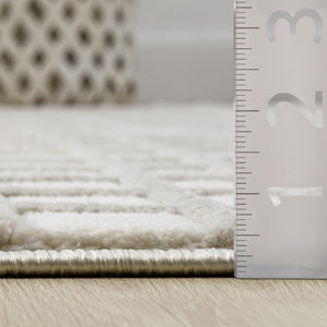 Cream Geometric Area Rug – Plush, Soft & Machine Washable
