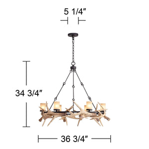 Rustic Antler Chandelier – 6-Light Round Ceiling Fixture